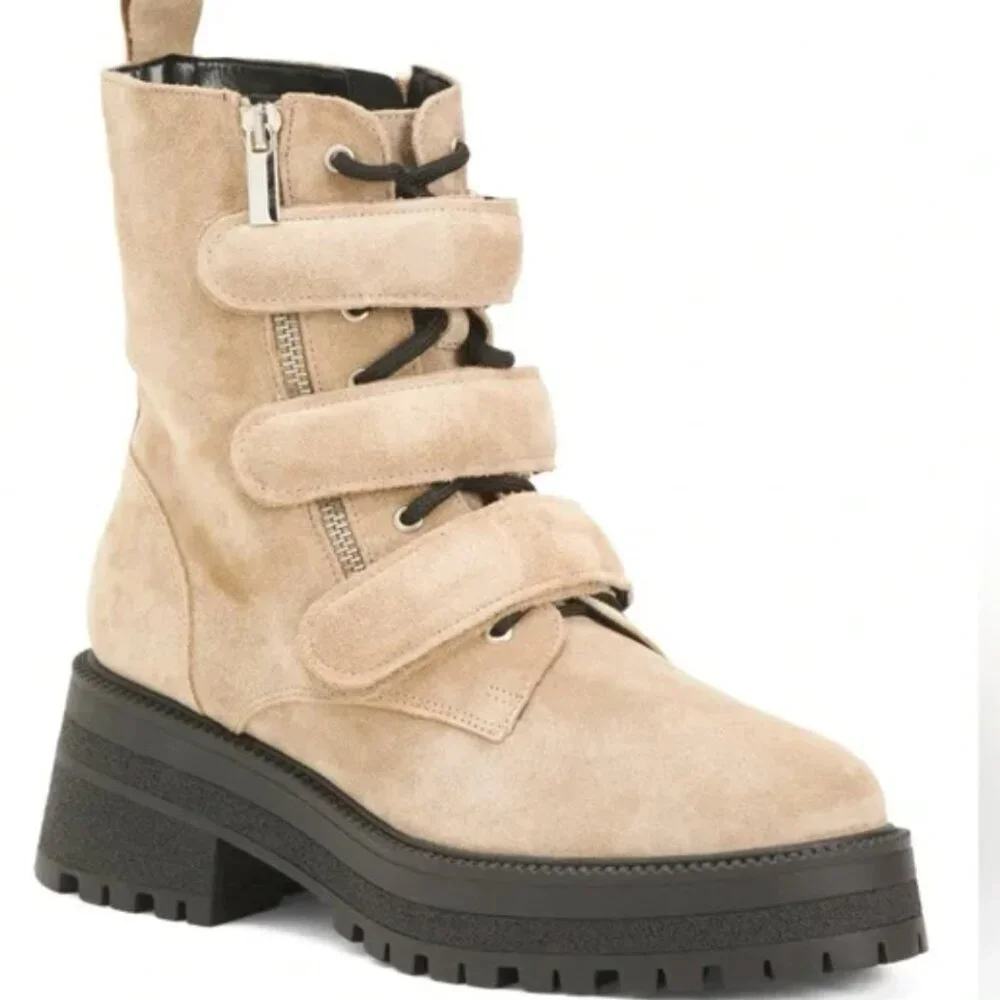 Free People Emmett Boot Lace Up Latte Suede Camel NEW 9 US 39